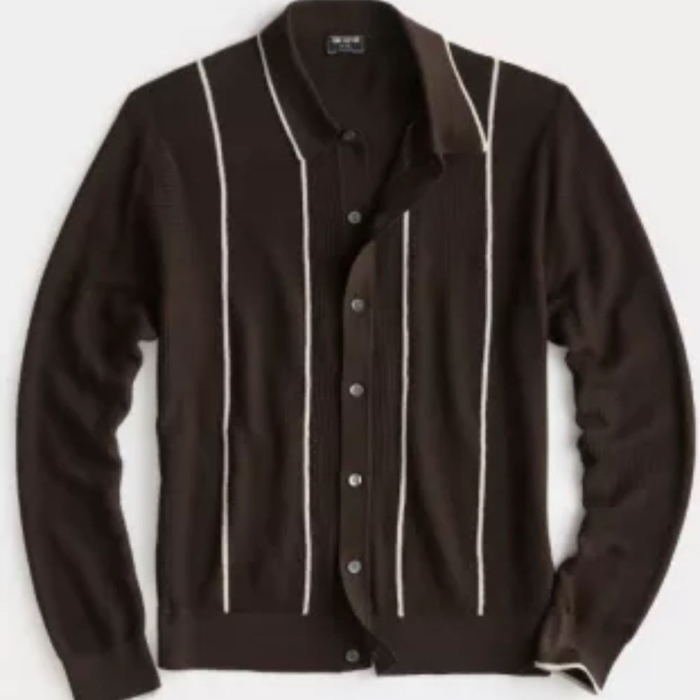 Todd Snyder Dark Brown Cardigan with Cream Stripes